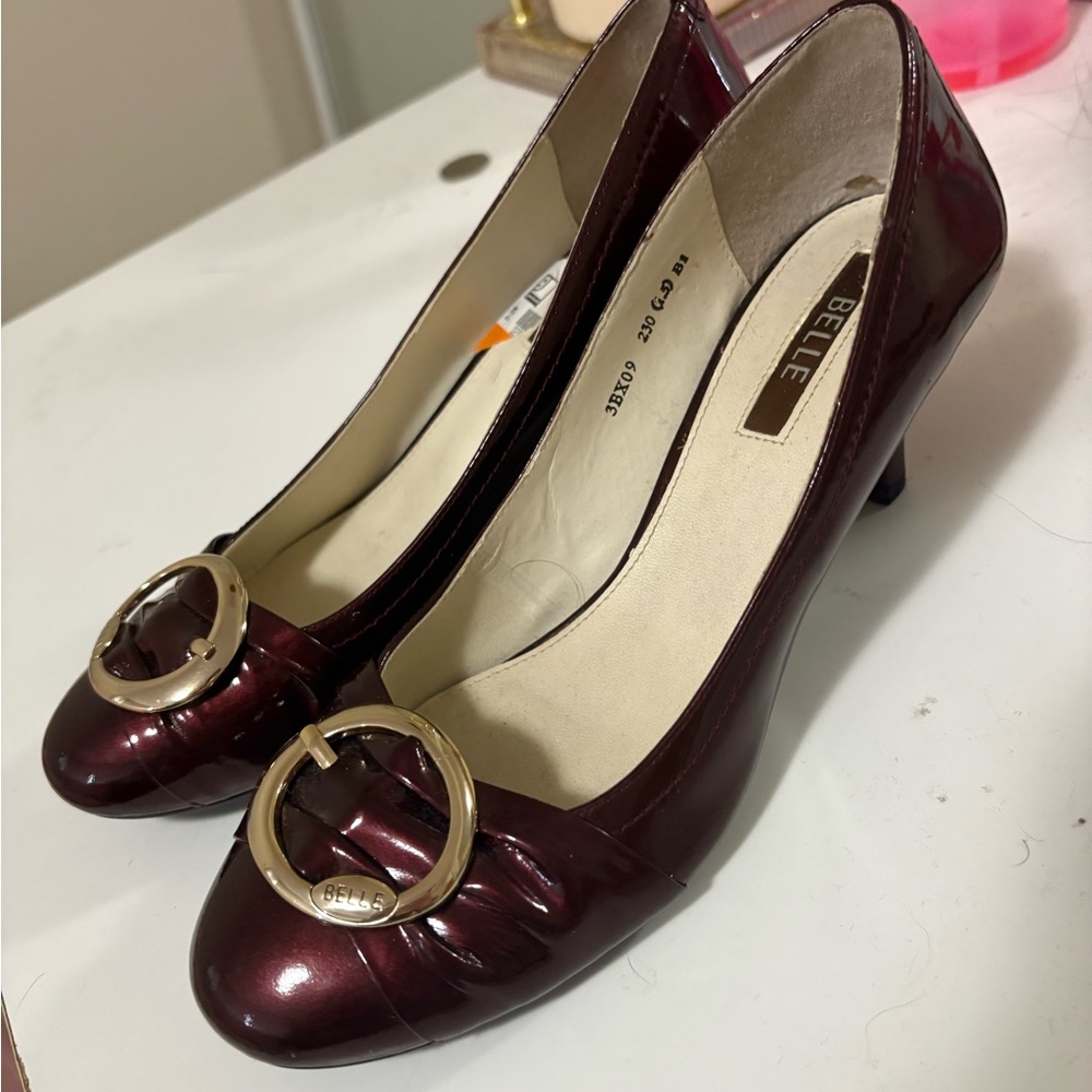 Belle Maroon kitty heels